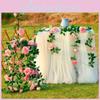 Exquisite Guirlanda de Folhas de Hera com Flores de Rosa de Seda Falsas de 2,4m de Comprimento Para Casamentos