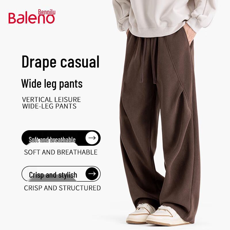 

Baleno Men s Loose Fit Pleated Wide-Leg Casual Pants 2XL
