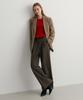 SUARE WOMEN Wool Single-Pleat Semi-Wide Slacks Brown