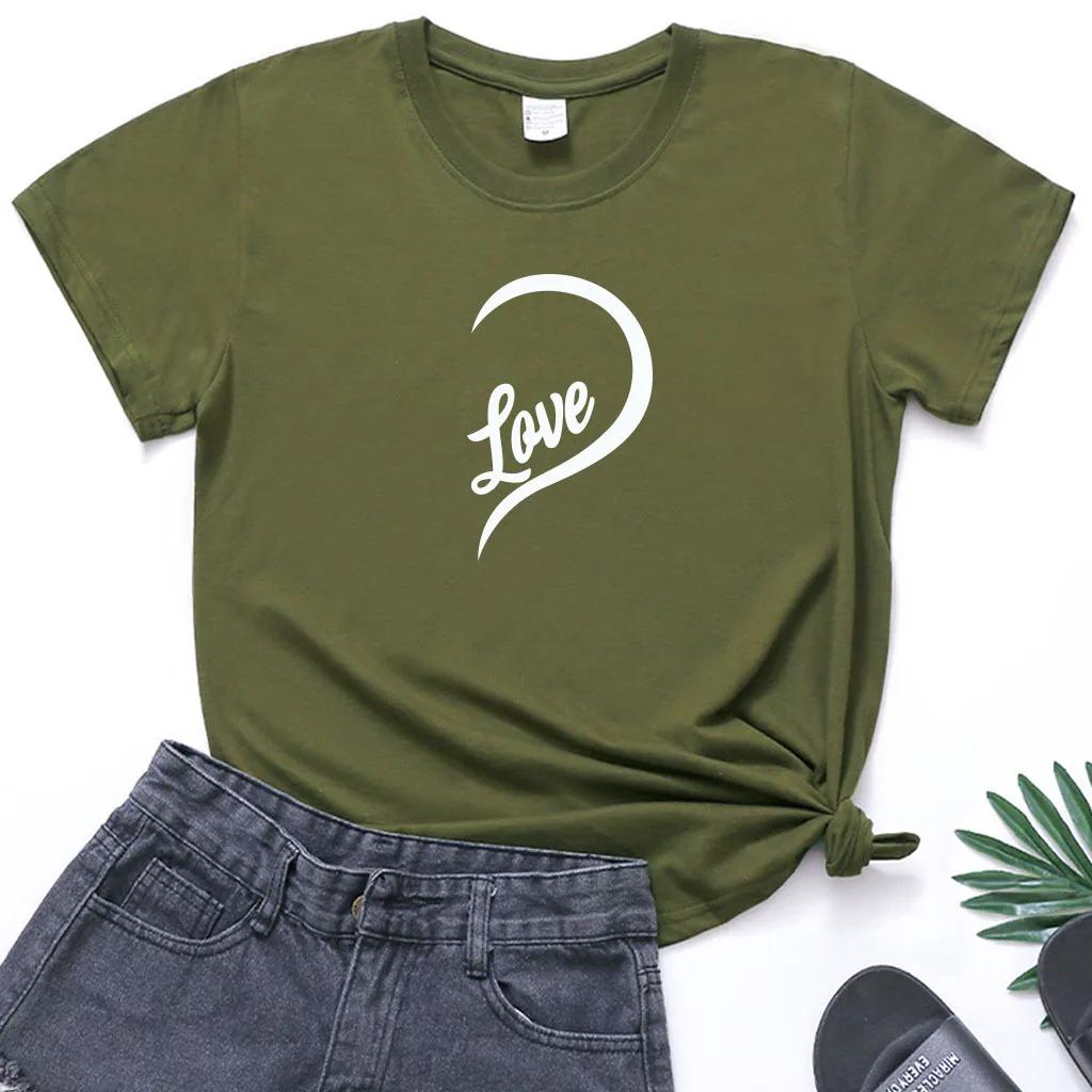 Splicing One Love Heart Print Couple T Shirt Short Sleeve O Neck Loose King Queen Tshirt Lovers Tee Shirt Tops Women Clothes