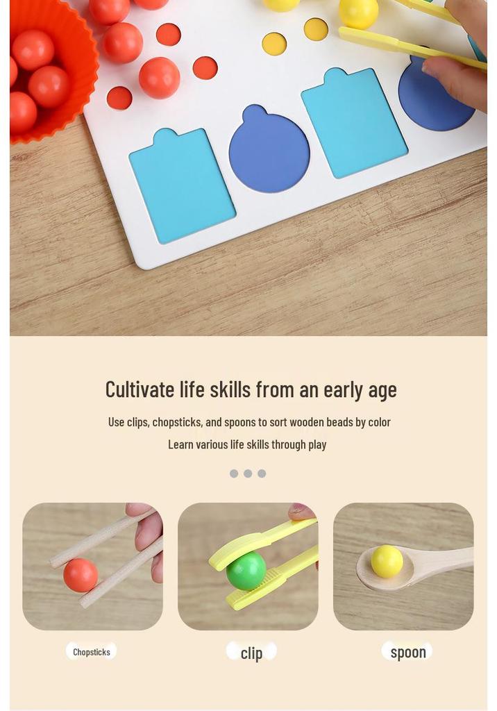 Bead-Clipping Decomposition and Concentration Training Chopsticks for 3-6 Year Olds - Attention Puzzle Toy