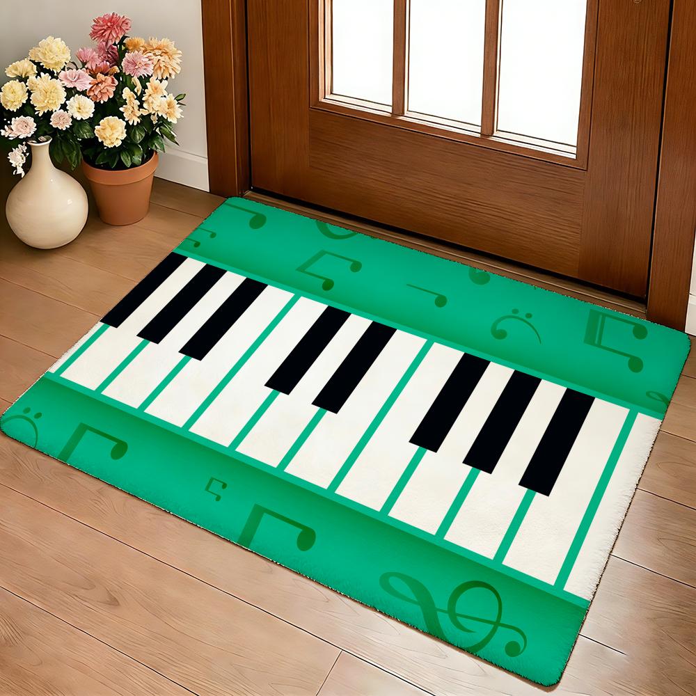 Muzieknoot Piano Patroon Vloermat Gezellige Flanel Zacht Dik Antislip Mat Voor Woonkamer Slaapkamer Keuken Decor Vloerkleden