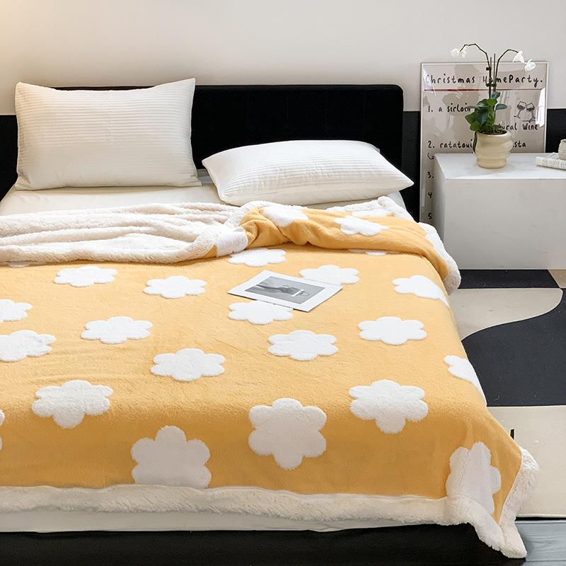 Sweet Ins-style Bow Blanket Thickened Lamb Fleece Home Nap Blanket Sofa Office Desk Autumn Winter