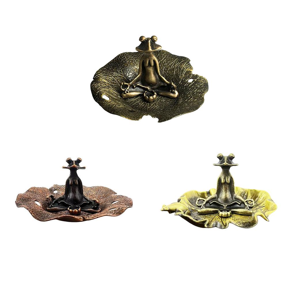 Retro Copperware Incense Socket with Lotus Leaf Base Set Zen-Inspired Incense Holder Incenses Burner Ornament for Home Decor