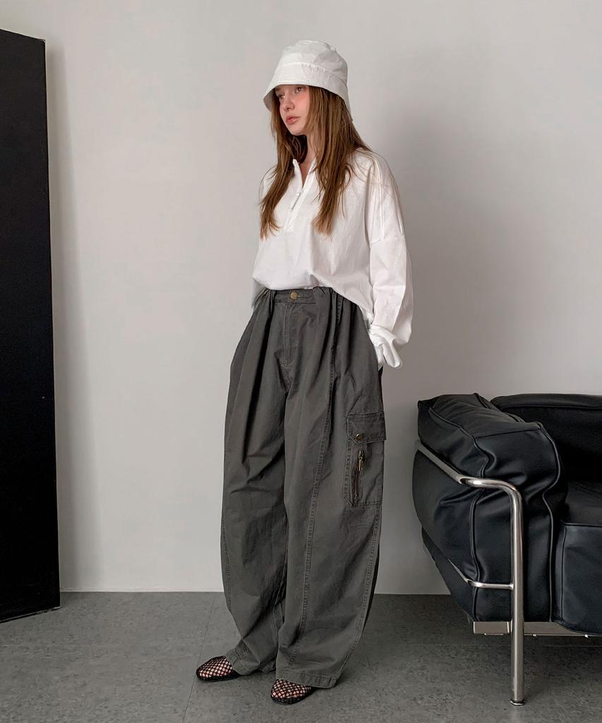 Baseukala Wide Cotton Cargo Pants (2Colors)