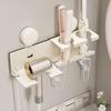 Punch-Free Suction Cup Hair Dryer Holder: Wall-Mounted Bathroom Storage Rack