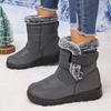 Retro Waterproof Fabric Snow Boots Women 2025 Winter Warm Short Plush Ankle Booties Casual Non Slip Hiking Sneakers Size 43