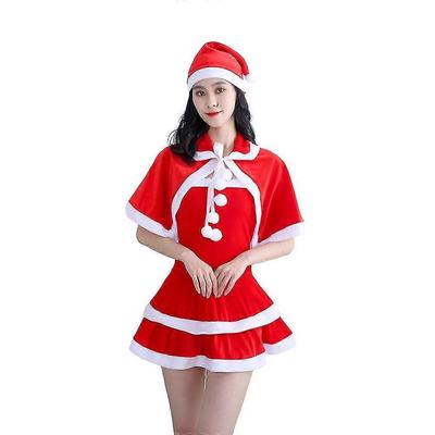 Women Christmas Santa Mean Girls Perform Cosplay Costume Props Red Santa Claus Outfit With Hat Clubwear