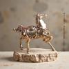 Antique Brass Solid Long Tail Horse Figurine Miniature Ornament Copper Zodiac Animal Mini Office Desktop Decoration Craft