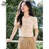 Women's French Textured Short Sleeve Cardigan Blouse