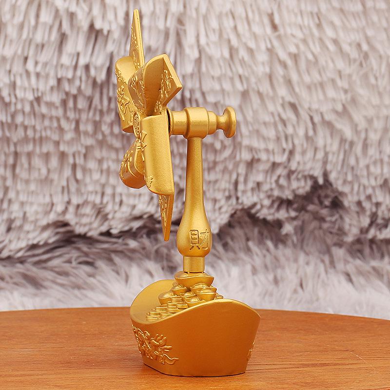 Sand Gold Dragon & Phoenix Pinwheel Decompression Ornaments – Metal Desktop Decor