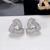 Versatile Shiny Zirconia Stud Earrings Trendy Design Jewelry For Women /Gold Color Engagement Accessories