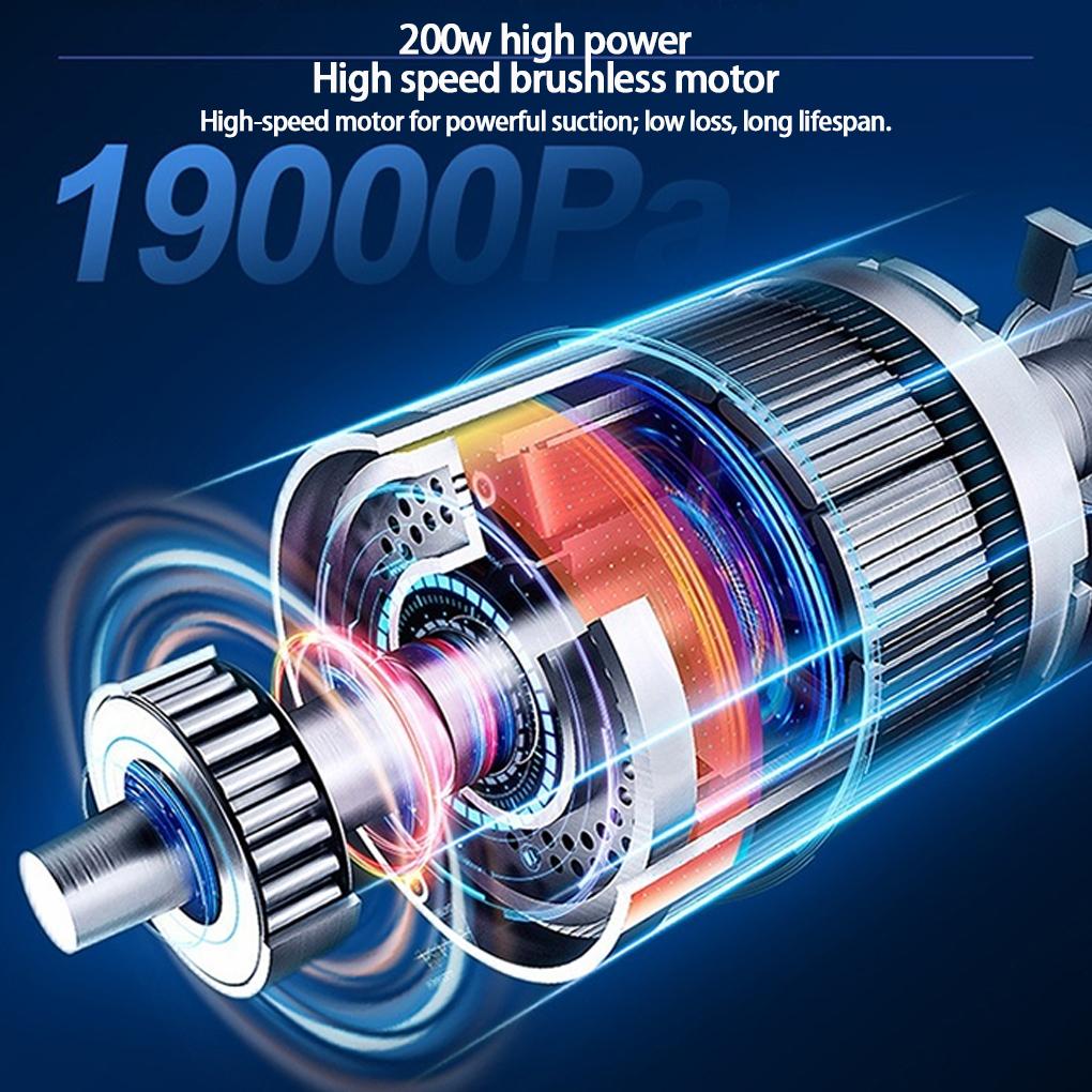 19000Pa/200W Cordless Vacuum Cleaner Pet Hair Cleaner Anywhere Handheld Brushless Vacuum