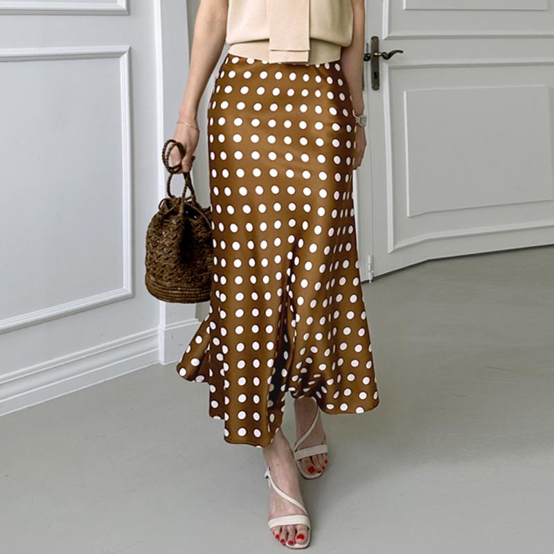 ZANZEA Lässige Fishtail-Röcke für Damen im Sommer mit Polka-Dot-Print