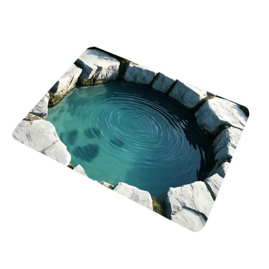 3D Visual Hole Rug Optical Illusion Floor Mat Realistic Hole Pattern Doormat Test And Play with Dog or Cat for Entrance Hallway Living Room