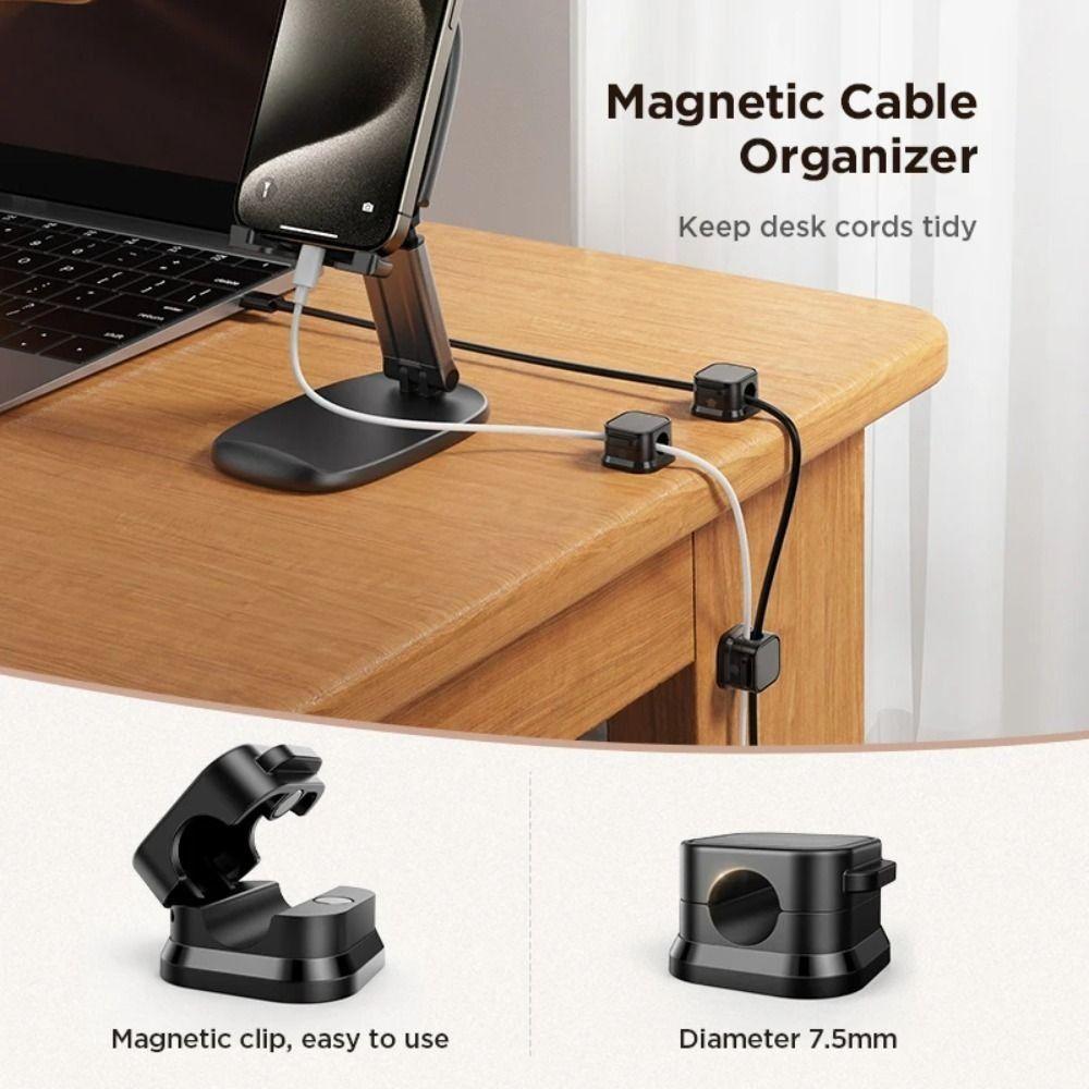 6Pcs Plastic Magnetic Cable Organizer Adhesive Smooth Cord Wire Cable Holder Adjustable Cable Management Clips Home Office