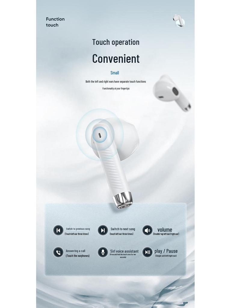 Biaz Bluetooth 5.3 Half-in-Ear Wireless Earphones Compatible with 13/12/11 Pro D51