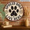 2D Flat 1pc, 8x8 In Round Aluminum Metal Art Logo, Dog Paw Print Slogan Pet Dog Paw Home Decoration Theme, Durable, Pre-Drilled, High Quality