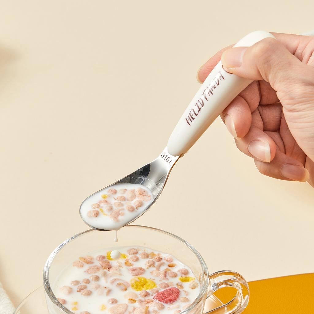 Tragbares Kindergeschirrset aus 316 Edelstahl, niedliches Fütterungsbesteck, Löffel, Gabel, Lernstäbchen, Kinderbesteck