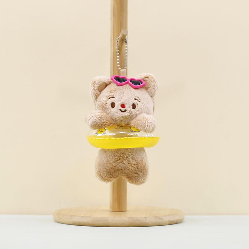 Adorable Plush Bear Keychain Cute Cartoon Bear Hanging Plush Toy Soft Pink And Light Brown светло-коричневого