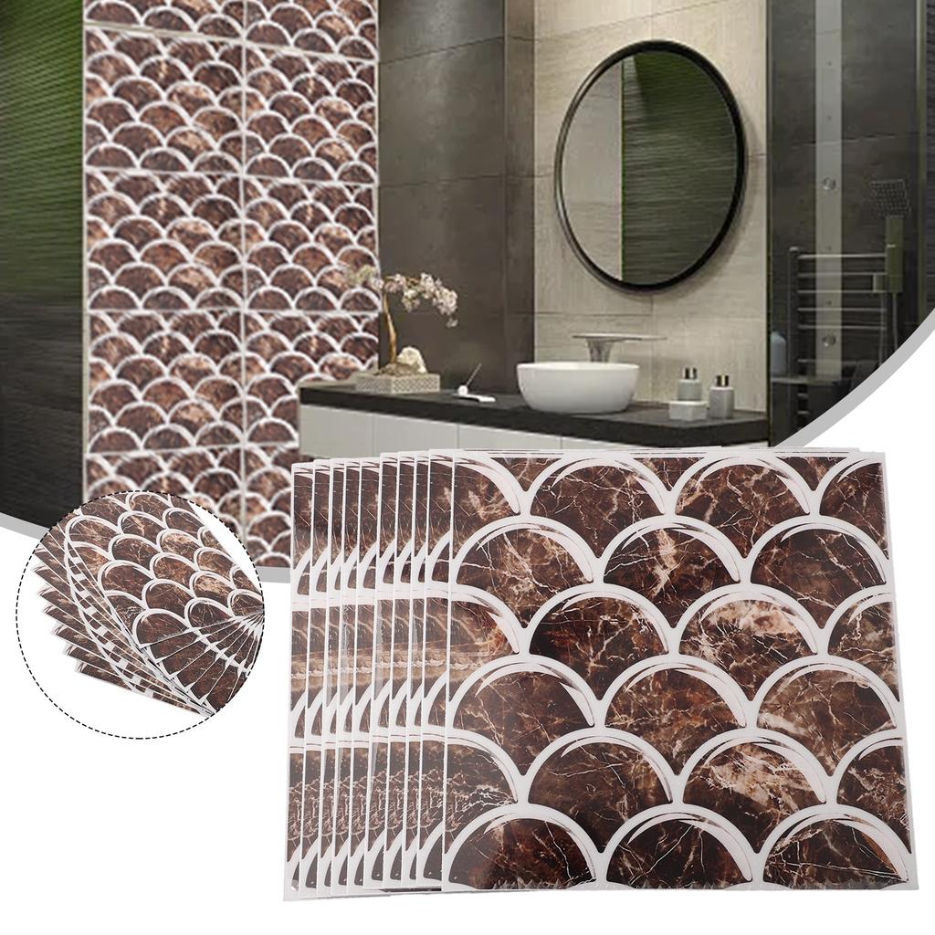 10PCS Mosaic Tile Wall Sticker Kitchen Tile Sticker Bathroom Mosaic Wall Sticker Self Adhesive Home Decor 15*15cm TV Wall Decor