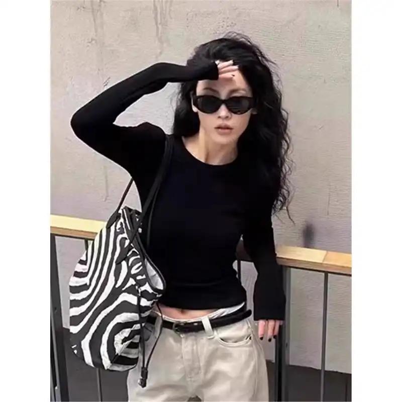 Slim Long-sleeved T-shirt Women's New German Velvet Inner Tees Layering Top