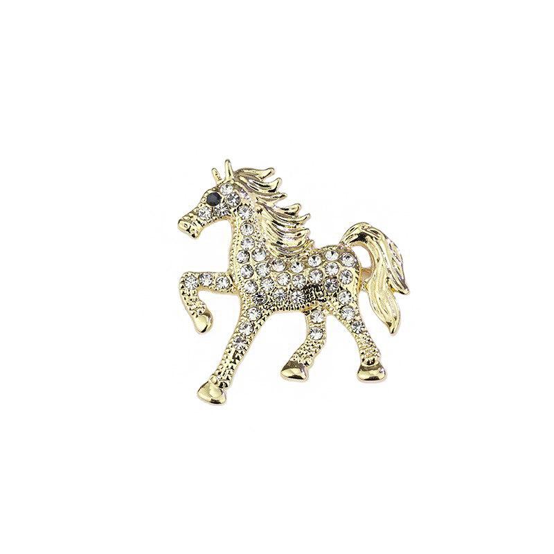European Retro Diamond-Encrusted Galloping Horse Brooch - Unique and Stylish Animal Pin Corsage Accessory