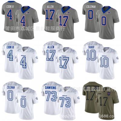Buffalo Bills NFL Fotbalový dres Allen 0 4 17 73 Šedá Bílá Speed Edition Pánská Bavlněná Směs Vyšívané Sportovní Oblečení