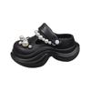 Thick-soled hole shoes women's outer wear 2025 new non-slip rhinestone pearl beach shoes heightening sandals women's summer