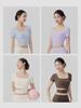 Women's Sexy Square Neck Short Sleeve Yoga Top with Chest Pads - Nude Feel Fitness and Pilates T-Shirt