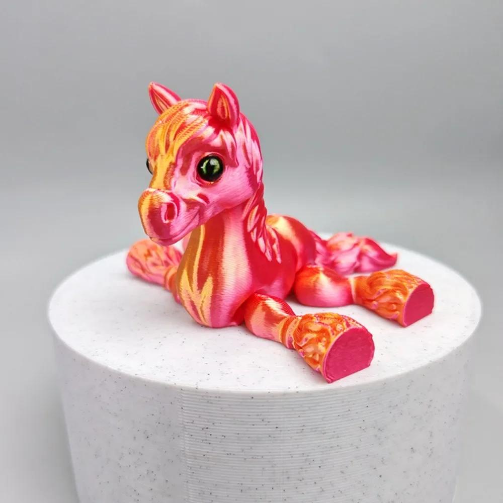 

Funny 3D Printed Horse Animals Movable Mini Relief Sensory Multi-joint Kids Gift Home Ornament Desktop Decorations