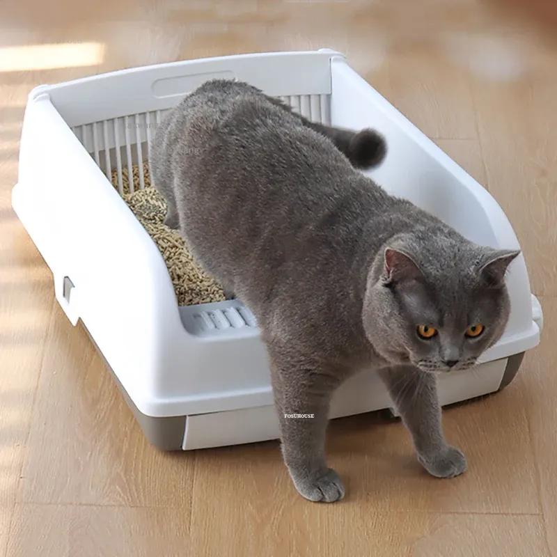 Semi-automatic Cat Litter Box Drawer Type Splash-proof Enclosed Tray Deodorizing Training Sandbox Pets Supplies Auto Cleaning
