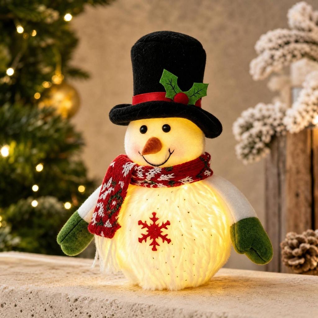 Lighted Snowman Tabletop Figurine Indoor for Window Displays, Mantels