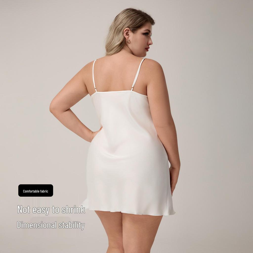 Yaoting Plus Size Satin Lace V-Neck Spaghetti Strap Nightgown for Women