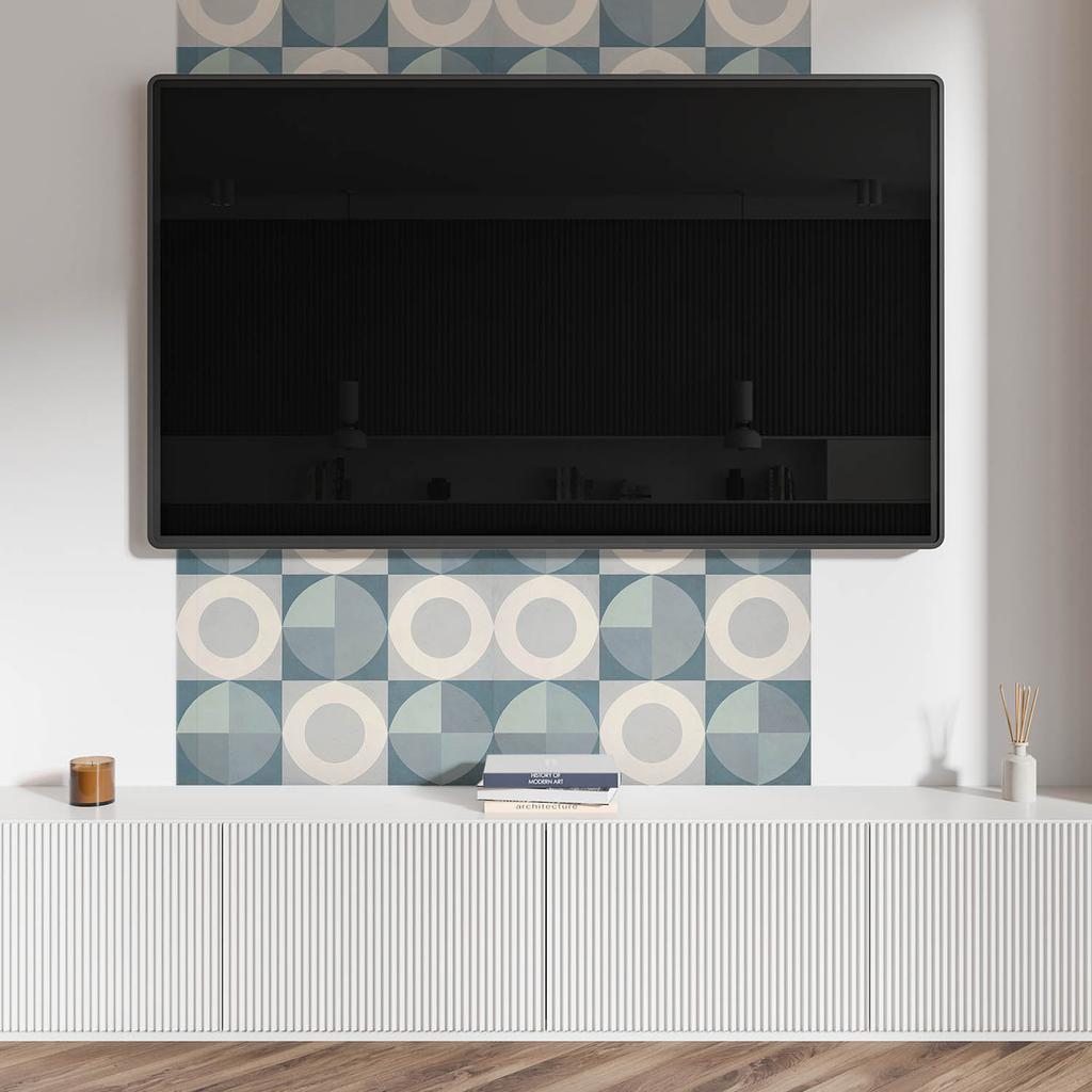 Printed Vinyl Panel - Bedroom Decoration 120x60 cm Geometry of circles and shapes