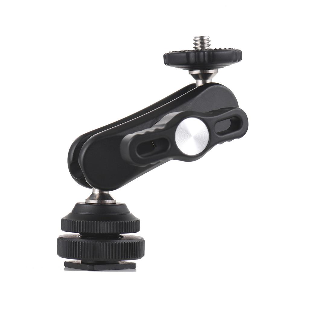 Mini Cool Ballhead Multi Function Double Ball Dead Adapter with Cold Shoe Mount & 1 4 Inch Screw for DSLR Camera