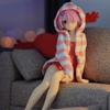 14CM Anime Re:Vida En Un Mundo Diferente Desde Cero Figura Ram Y Rem Pijamas Fideos Instantáneos Presionar Posición Sentada Modelo Anime