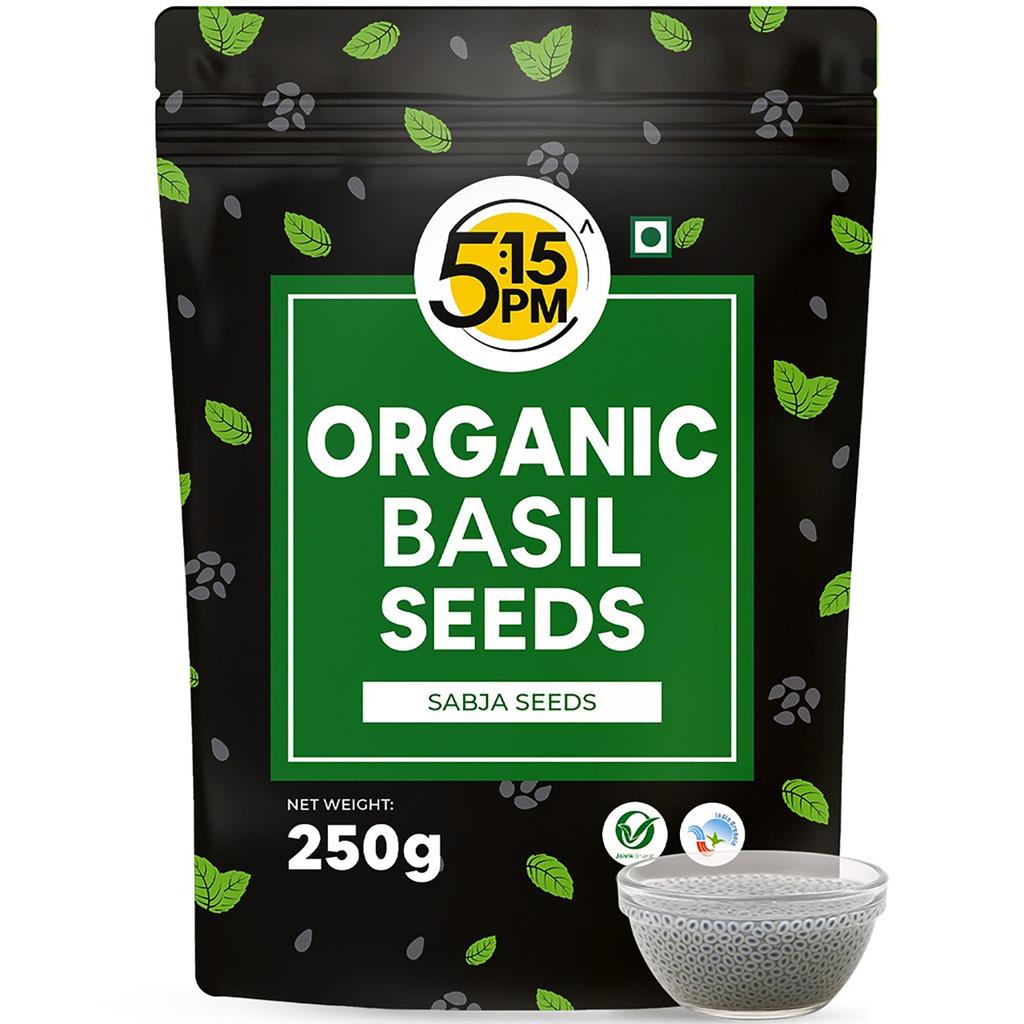 5:15PM Organic Sabja Seeds 250g | Organic Basil Seeds for Eating | Tukmaria, Basil Seed 250 gms |Sabja Seed