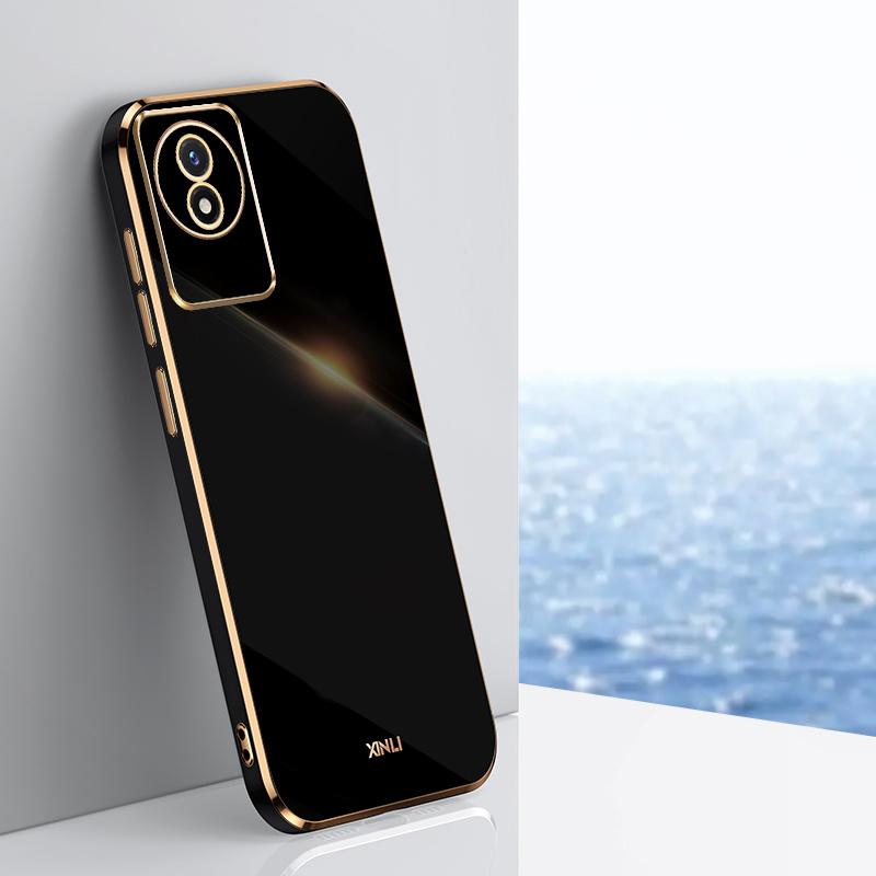 

Для чехла Vivo Y02 Роскошный квадратный гальванизированный чехол для телефона Vivo Y02T Y02A Ударопрочная силиконовая задняя крышка Fundas Case & Strap&vivo Y02