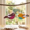 Unfinished Wooden Bird Craft Kit with Rope Handmade 3D Wood Bird Ornament with Wings Painting DIY Bird Hanging Decor
