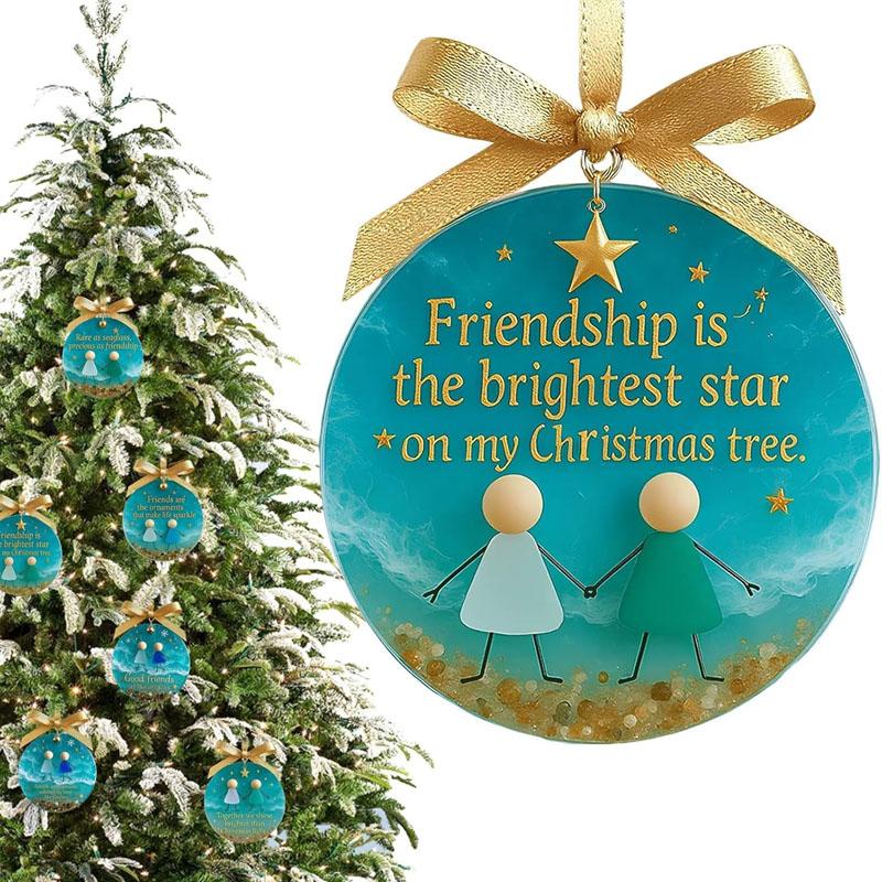 1/2Pcs Sea Glass Friendship Keepsake Decor, Sea Glass Friendship Hanging Ornaments for Tree Decorations, Timeless Friendships Gifts for Best Friends