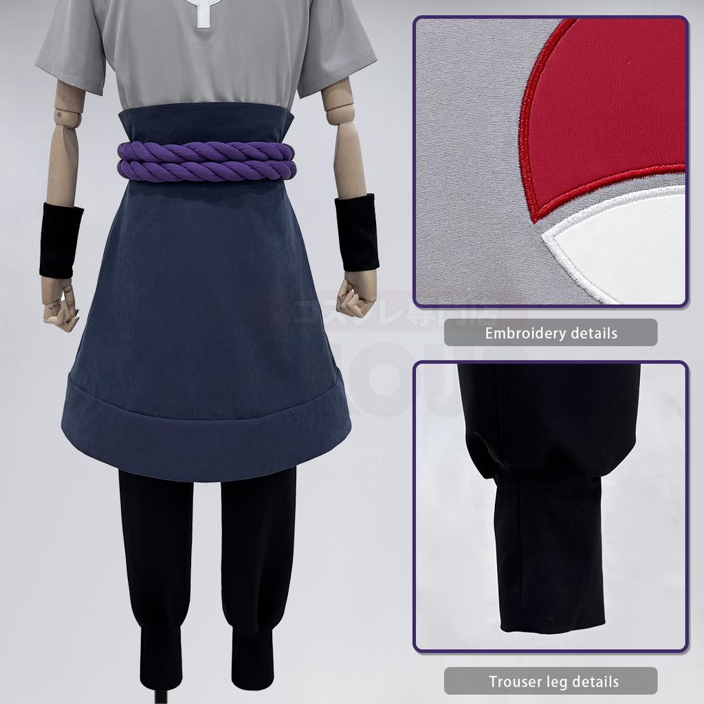 HOLOUN Anime Uchiha Sasuke Cosplay Kostým Top Kalhoty Pás Cos Konvence Dárek Verze pro dospělé Unisex