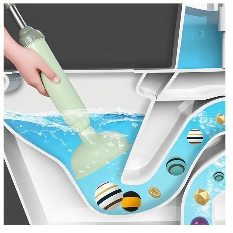 Flexible High-pressure Toilet Plunger, Manual Non-rechargeable Drain Pipe Clog Remover, Durable Plastic Pipe Dredging Equipment