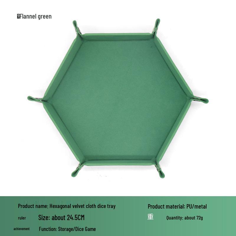Hexagonal Velvet Dice Tray: Portable, Foldable PU Storage for Tabletop Games