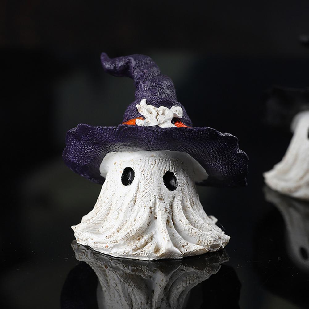 Halloween Ornament Resin Cute Ghost Mage Decoration Playful Halloween Ghost Mage Resin Statue Party for Halloween