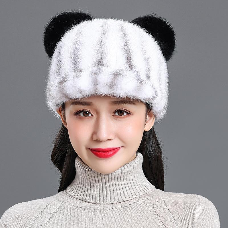 Mink Fur Hat Autumn and Winter New Outgoing Warm Cute Ear Hat Female Mink Caps