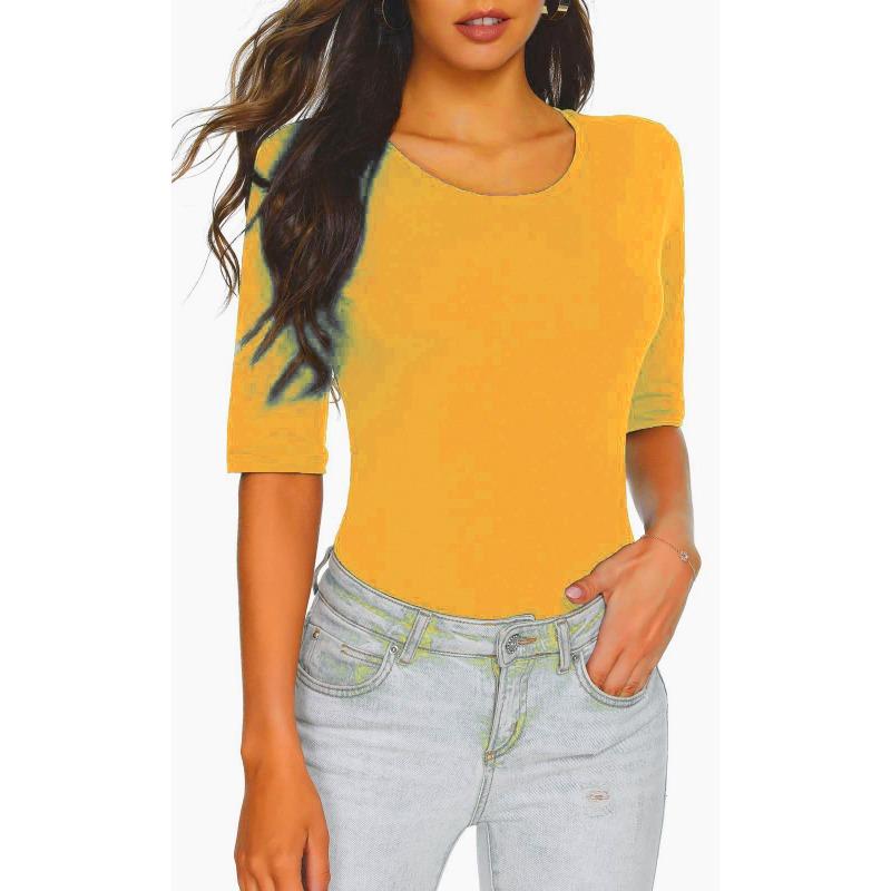 

Жіночі базові футболки з коротким рукавом, однотонні, приталені XL жовтий