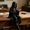 Jijijing Gotische Duistere Fantasie Figuur, Skelet Lezend Boek Beeldje, Academie Huisdecoratie voor Bibliotheek Kantoor Studiekamer Verzamelaar Display Cadeau