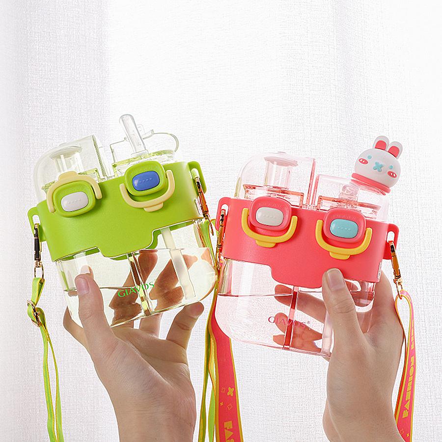 1pc 17.92/26.37oz Portable Leakproof Double Drink Water Bottle with Straw and Strap for School, Sports, and Travel - Stay Hydrated On the Go!