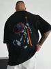 Ukiyo-e Tuschemalerei Stil Ronin Samurai Katana Druck Herren 100% Baumwolle T-Shirt Lässig O-Ausschnitt Kurzarm Streetwear Oberteile